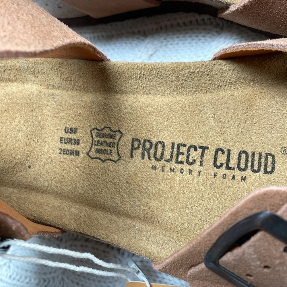 NWT women’s Project Cloud Sz 8 strappy sandals Leather insole memory foam buckle - Picture 7 of 14